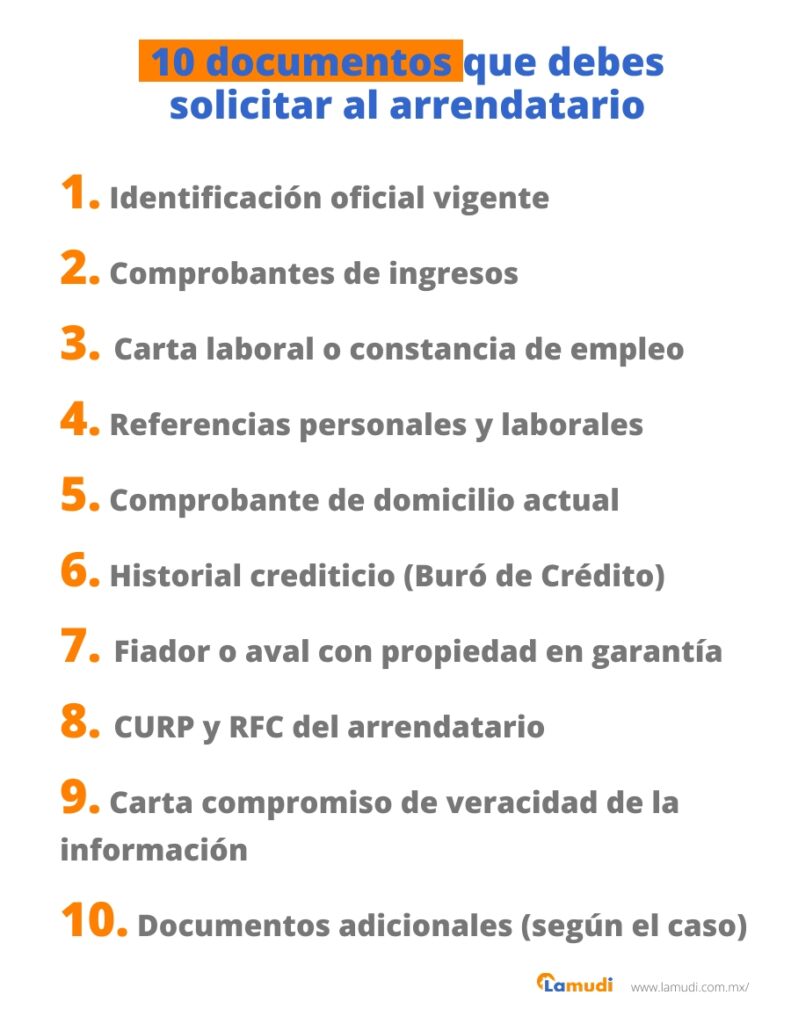 10 documentos que debes solicitar al arrendatario