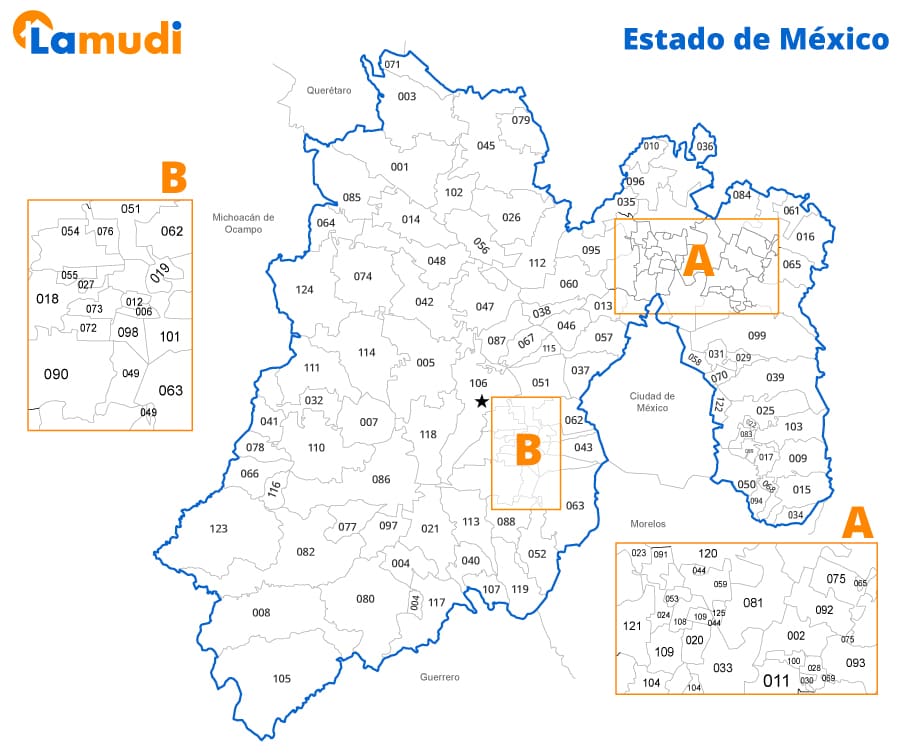 Mapa del Estado de México con División Municipal | Lamudi
