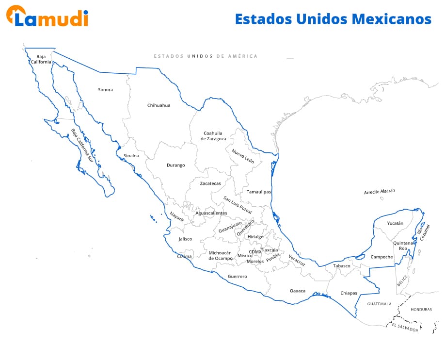 Mapa de México con nombres y división política | Lamudi
