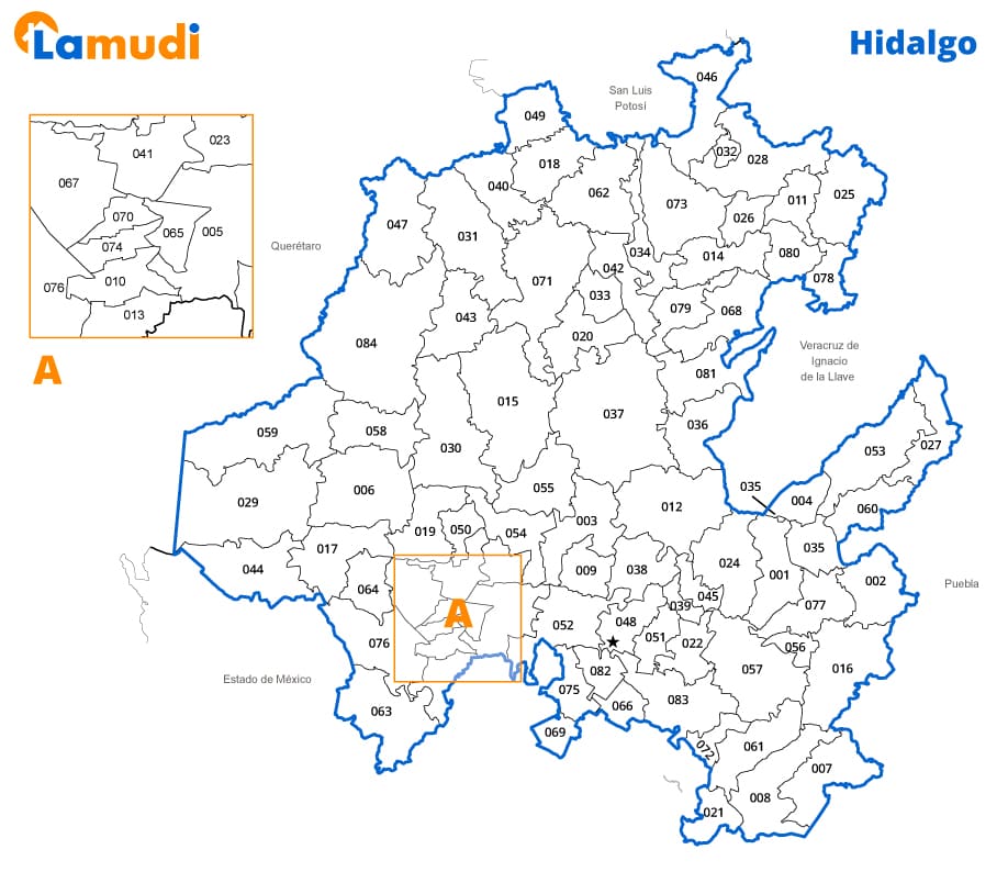 Mapa de Hidalgo y municipios 