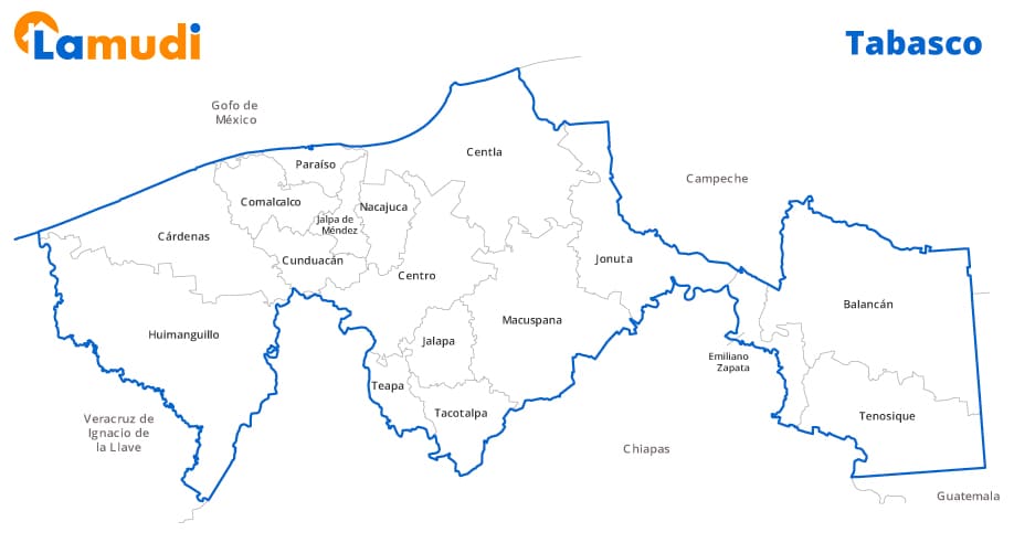 Mapa de Tabasco